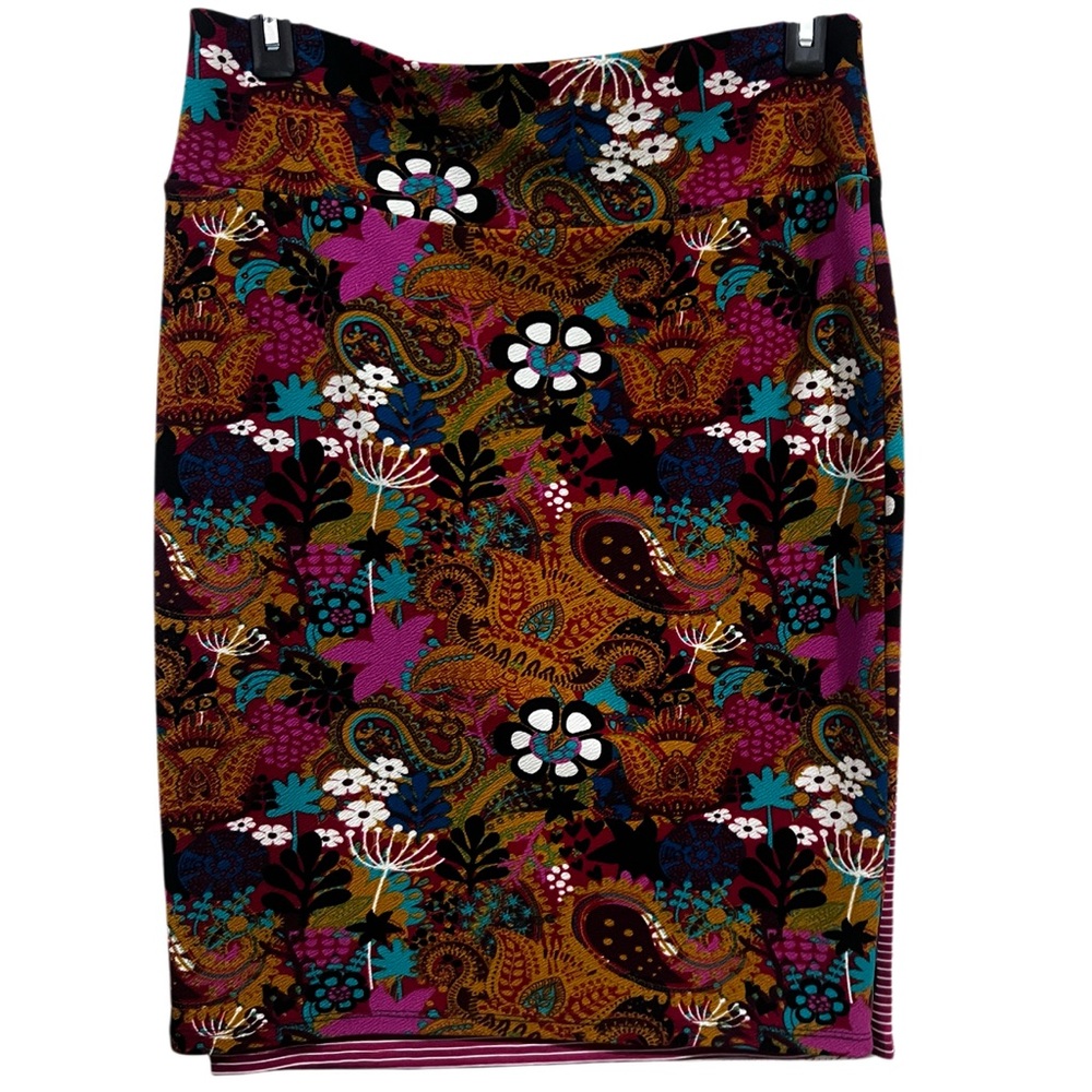 LuLaRoe Cassie Pencil Skirt Large Floral Paisley Multicolor Stretch - Picture 5 of 11